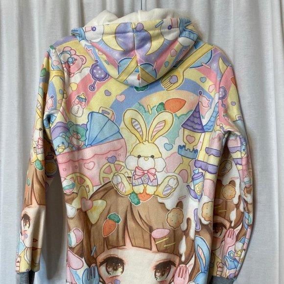 Anime Girl Hoodie Jacket - Pastel Soft Fairy Anime Kawaii Cute Japan - E-Girl - Picture 4 of 5